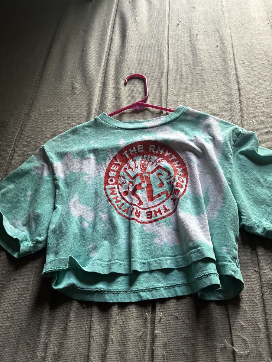 Obey Worldwide Obey The Rhythm Crop Top Tie Dye Green XS