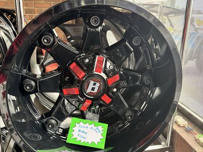 Brand new set of 4 Wheels BALLISTIC 20x12 LUG PATTERN 8/170 Black/Red