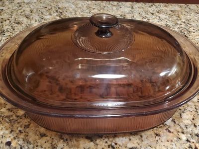 Vintage Pyrex Visions Amber Glass Cookware Set - Casserole Dish, Small Bowls & Grabit Bowls
