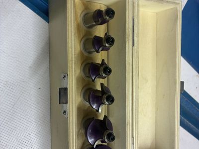 Router Bit Set - 6 Piece Purple Carbide Tipped, with Wooden Case