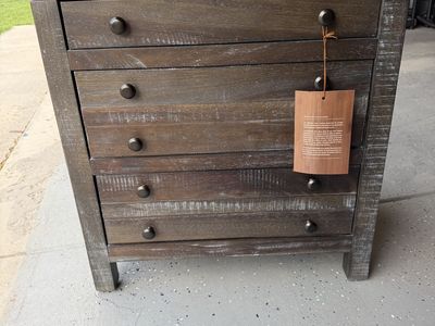 Townsend Solid Wood Three-Drawer Nightstand - Gunmetal Finish