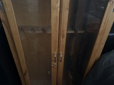 Wooden Gun Cabinet with Glass Doors - Secure Storage for Firearms