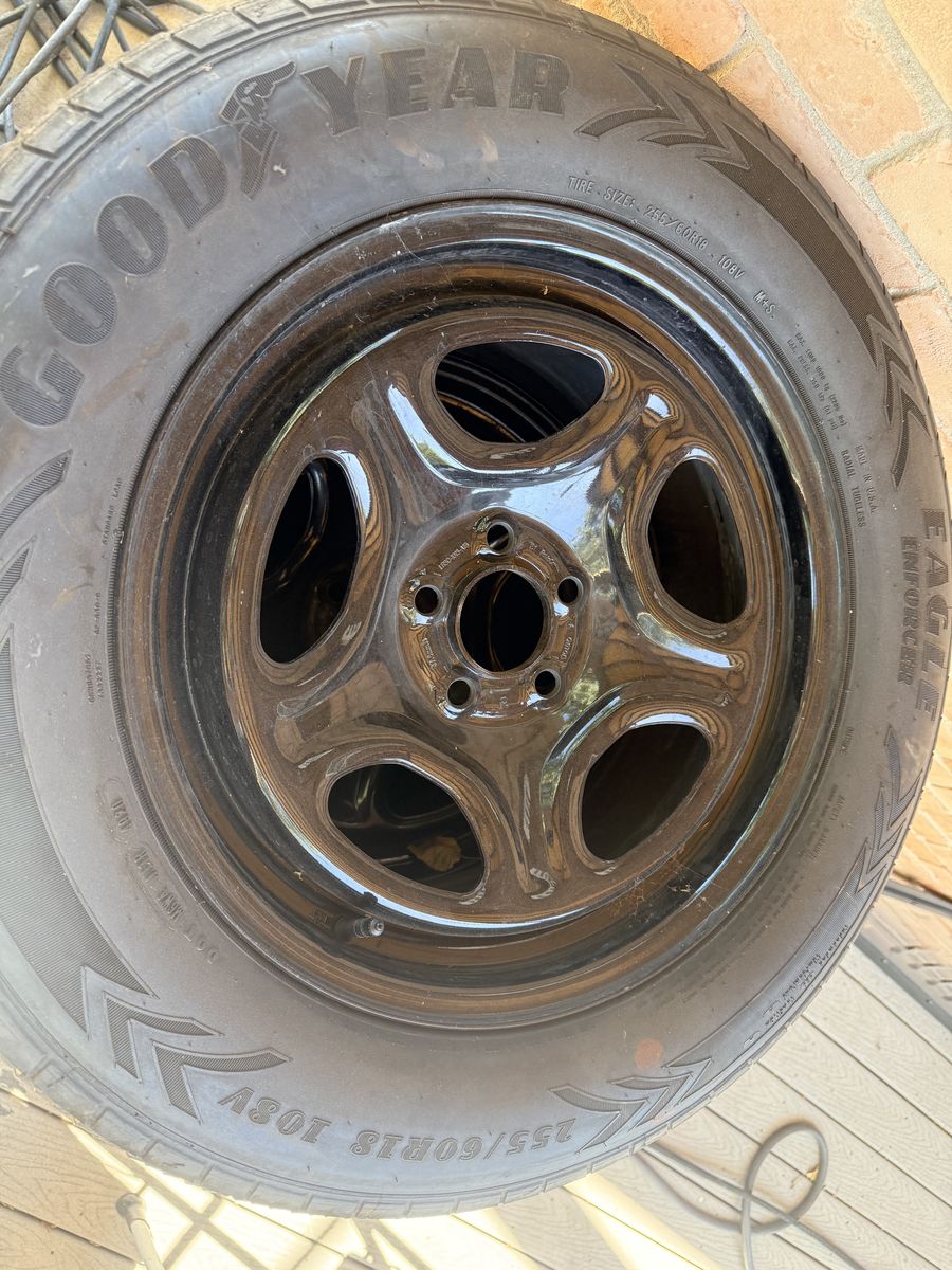Goodyear Eagle Enforcer All-Season Tires 255/60R18 108V with Black Steel Rims (Set of 4)
