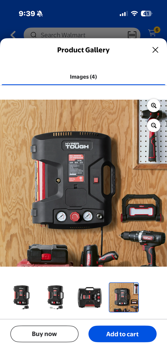 Hyper Tough 0.6-Gallon Oil Free Wall-Mount Air Compressor, 150 PSI