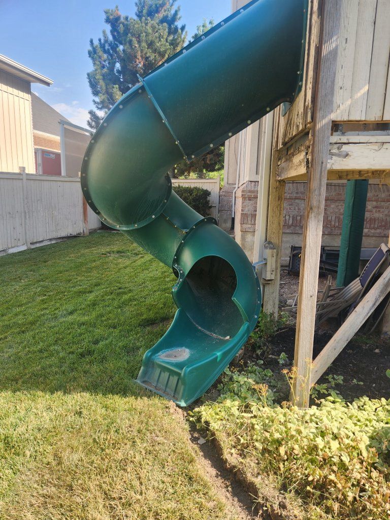 Heavy-Duty Green Plastic Tube Slide - Backyard Playset Addition