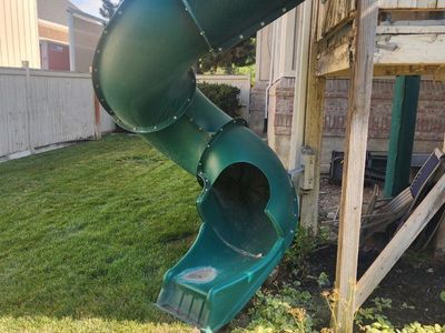 Heavy-Duty Green Plastic Tube Slide - Backyard Playset Addition