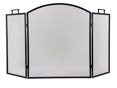 Classic Black Steel 3-Panel Fireplace Screen
