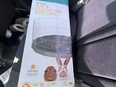 Full Cheeks 58" Wide Play & Exercise Pen with Removable Liner for Rabbits & Guinea Pigs (Indoor/Outdoor)