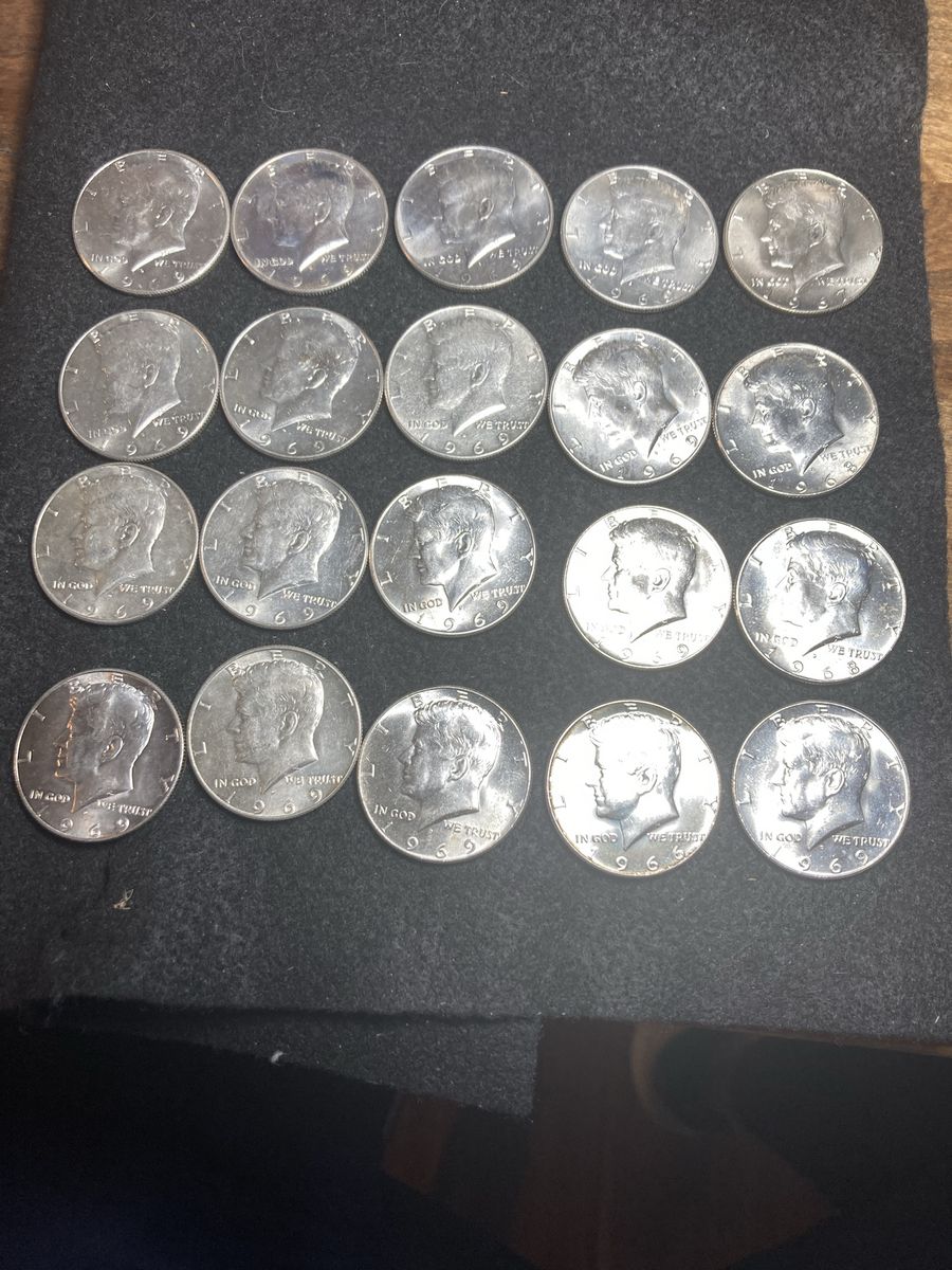 20 Coin Roll 1966-1969 40% Silver Kennedy Halves