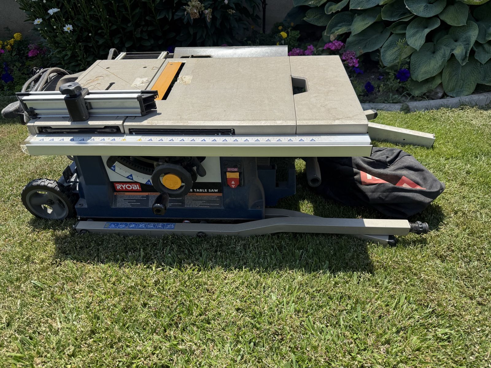 Ryobi Portable Table Saw with Stand and Wheels - Great for DIY and Workshops