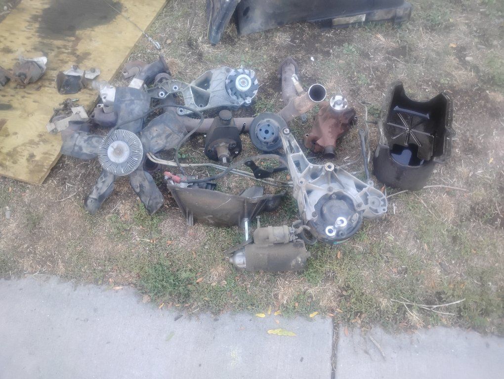 1993 S10 engine accessories. 4.3 long block core and 4l60e core not shown
