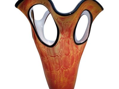Abstract Italian Murano Style Art Glass Vase