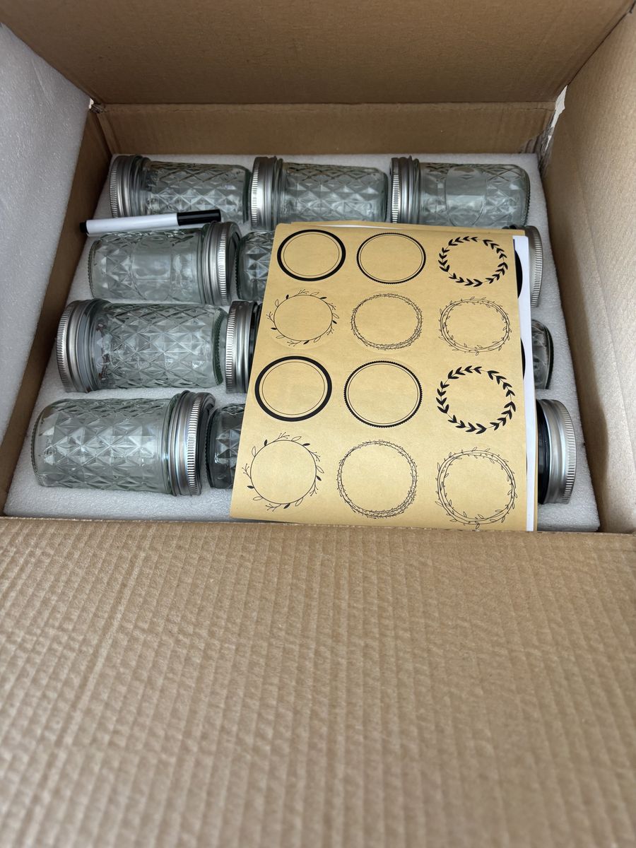 8 oz Mason Jars, 2 dozen, still in box