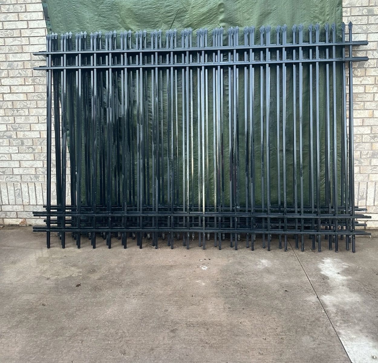 New Black Steel Fence Panels - 200 ft Total, (20) 10'W x 6.5'H Sections, 21 Posts - Never Used
