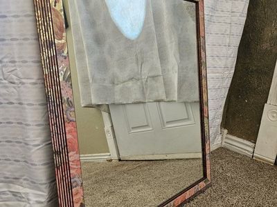 1980s mid century modern style floral mirror