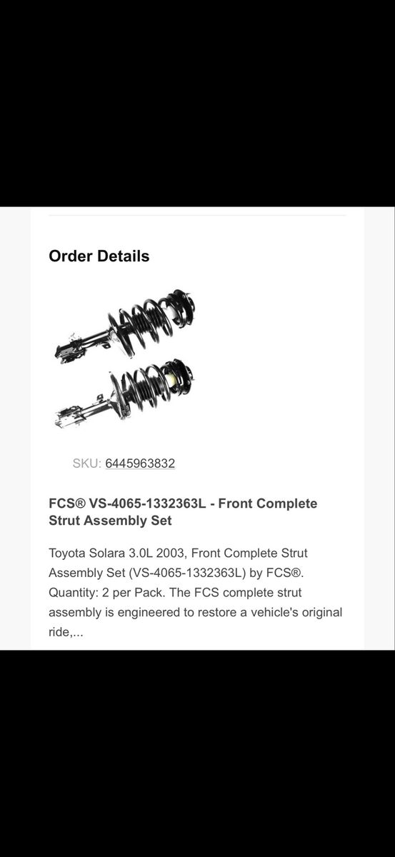 FCS VS-4065-1332363L Front Complete Strut Assembly Set for 2003 Toyota Solara 3.0L