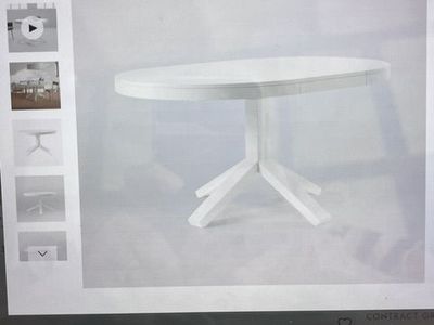 West Elm Poppy Expandable Dining Table, Round, 42-60", White (USED)