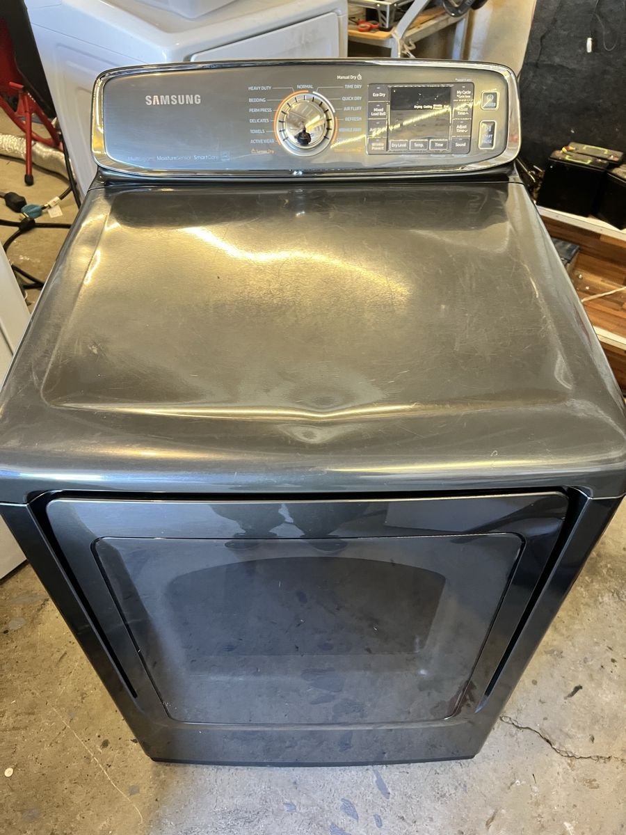 Grey Samsung electric dryer 