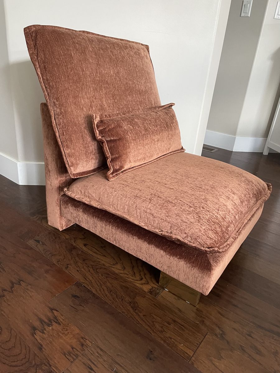 New. Armless Lounge Chair, Single Sofa With Cushions,