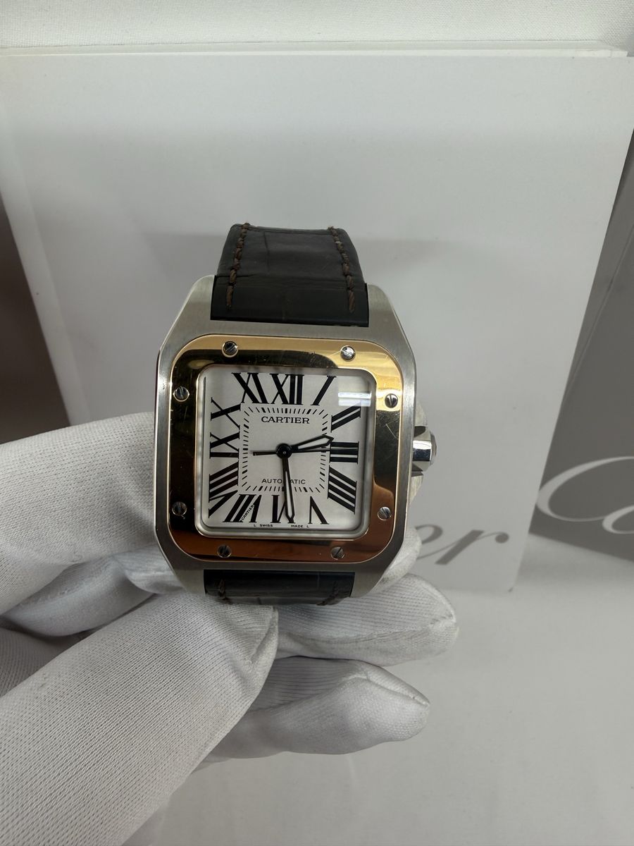 Cartier Santos 100 Medium Two-Tone 18K Gold/Steel Automatic Box Ref. 2878