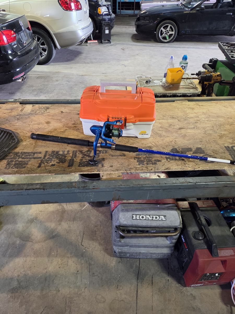 Fishing pole and tackle box