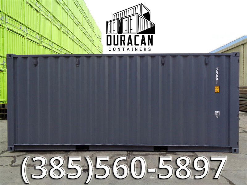 20' Storage Container, New, Single Trip Shipping Container, Conex Box, Dark Gray in Color