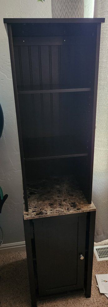 Dark Brown Tall Storage Cabinet