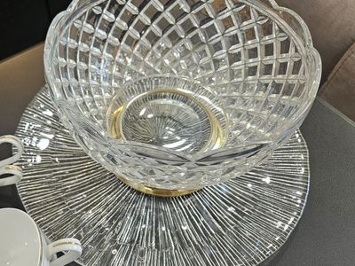 Crystal bowl and serving tray