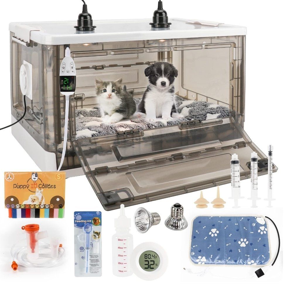 Puppy Incubator with Heating Mat and Accessories (85L)