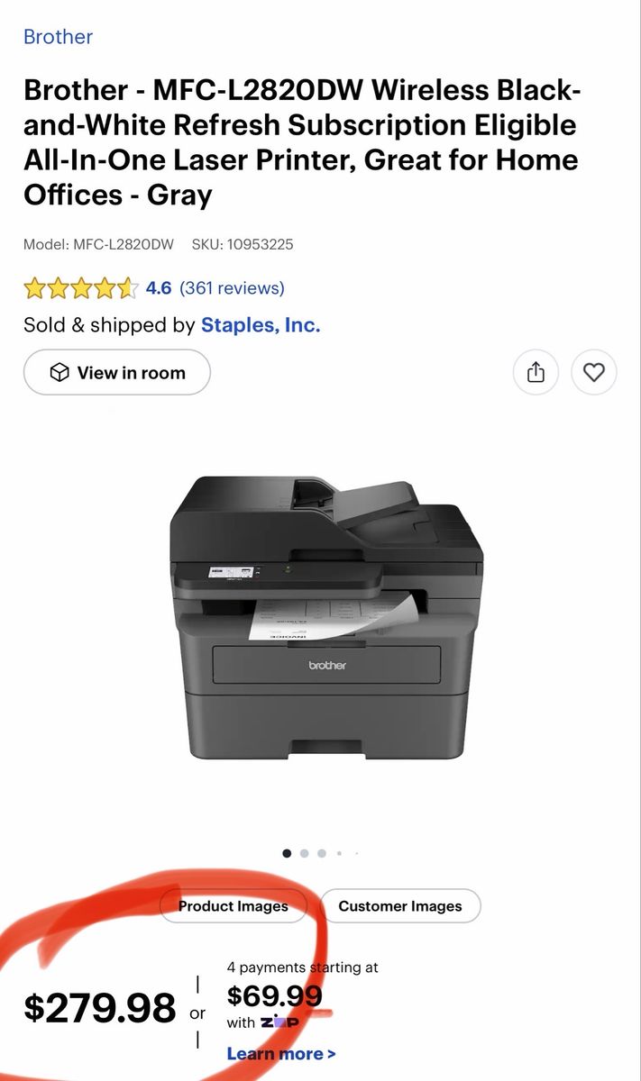 Brother MFC-L2820DW Monochrome Laser All-in-One Printer