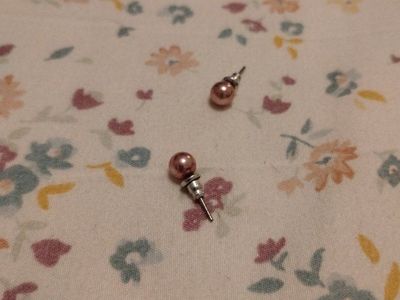Pair of Pink Faux Pearl Stud Earrings