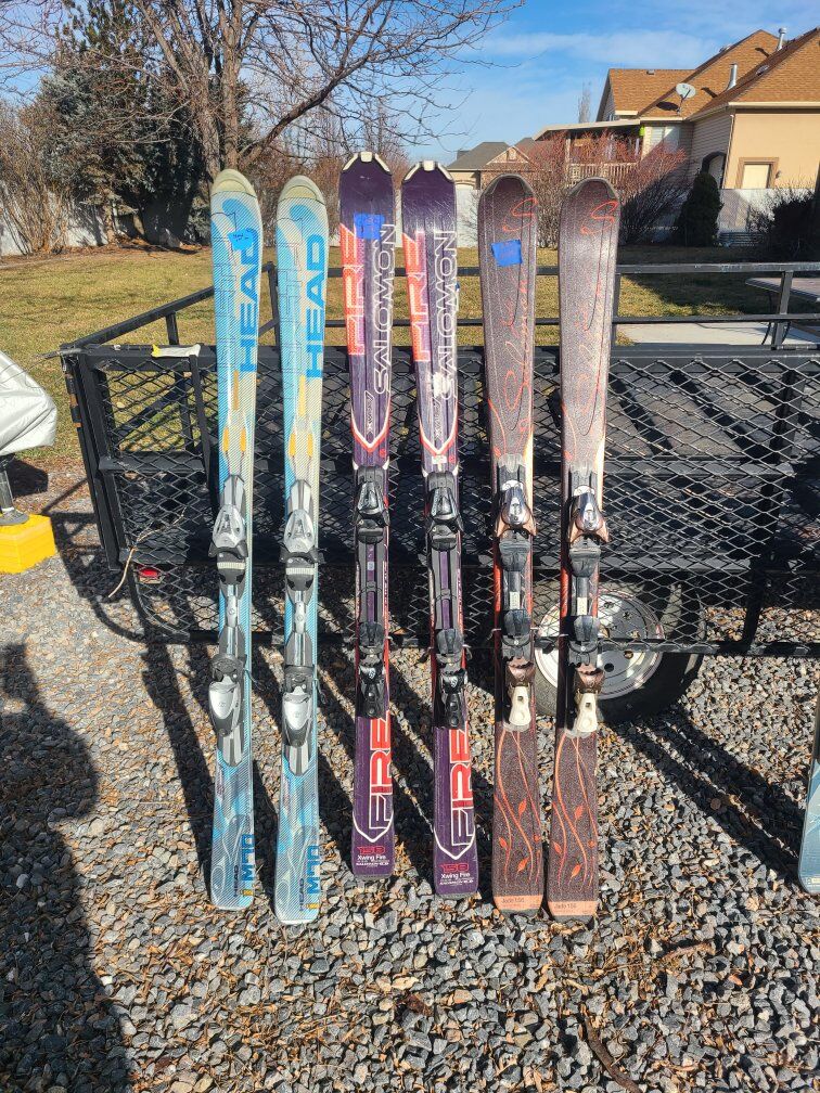 156-158cm skis, boots and poles also