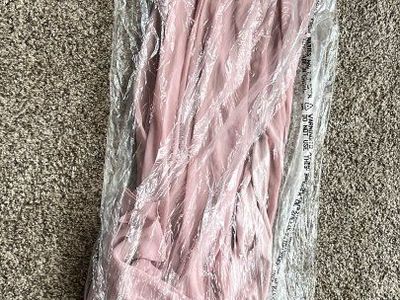 XS Pink V-Neck Polyester Maxi Dress with Slit - Formal/Bridesmaid