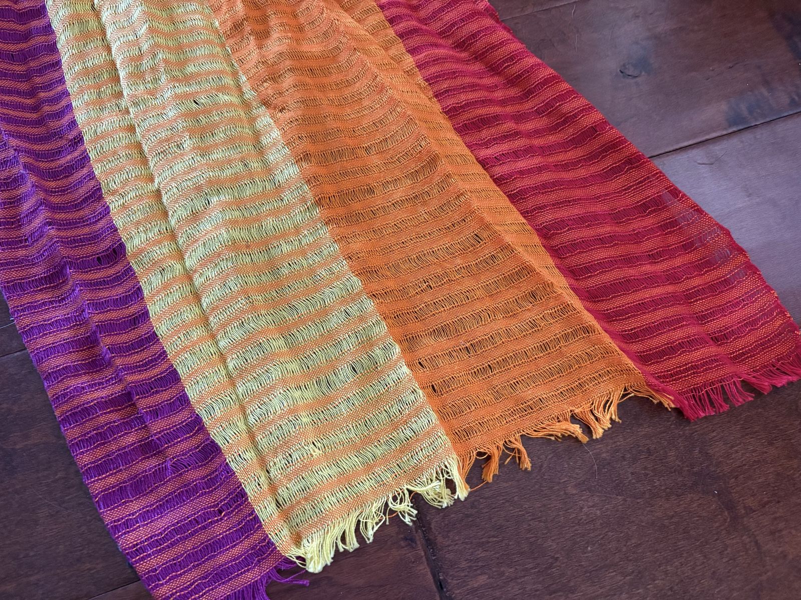 Lightweight Scarf or Runner Colorful Stripes