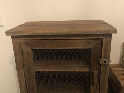 Primitive Style Hutch (Wood Accent Cabinet)