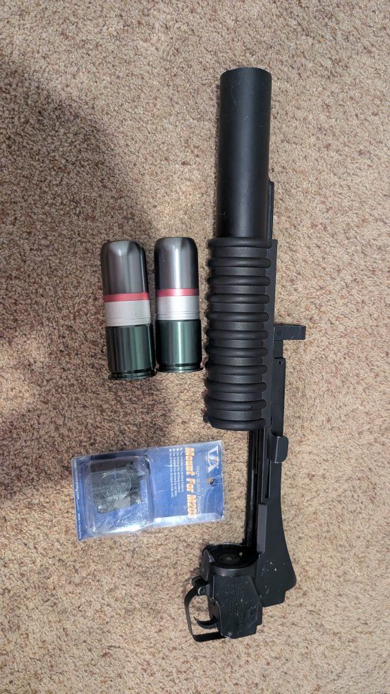M203 Metal Grenade Launcher with Shells and Mount for Airsoft or Cosplay
