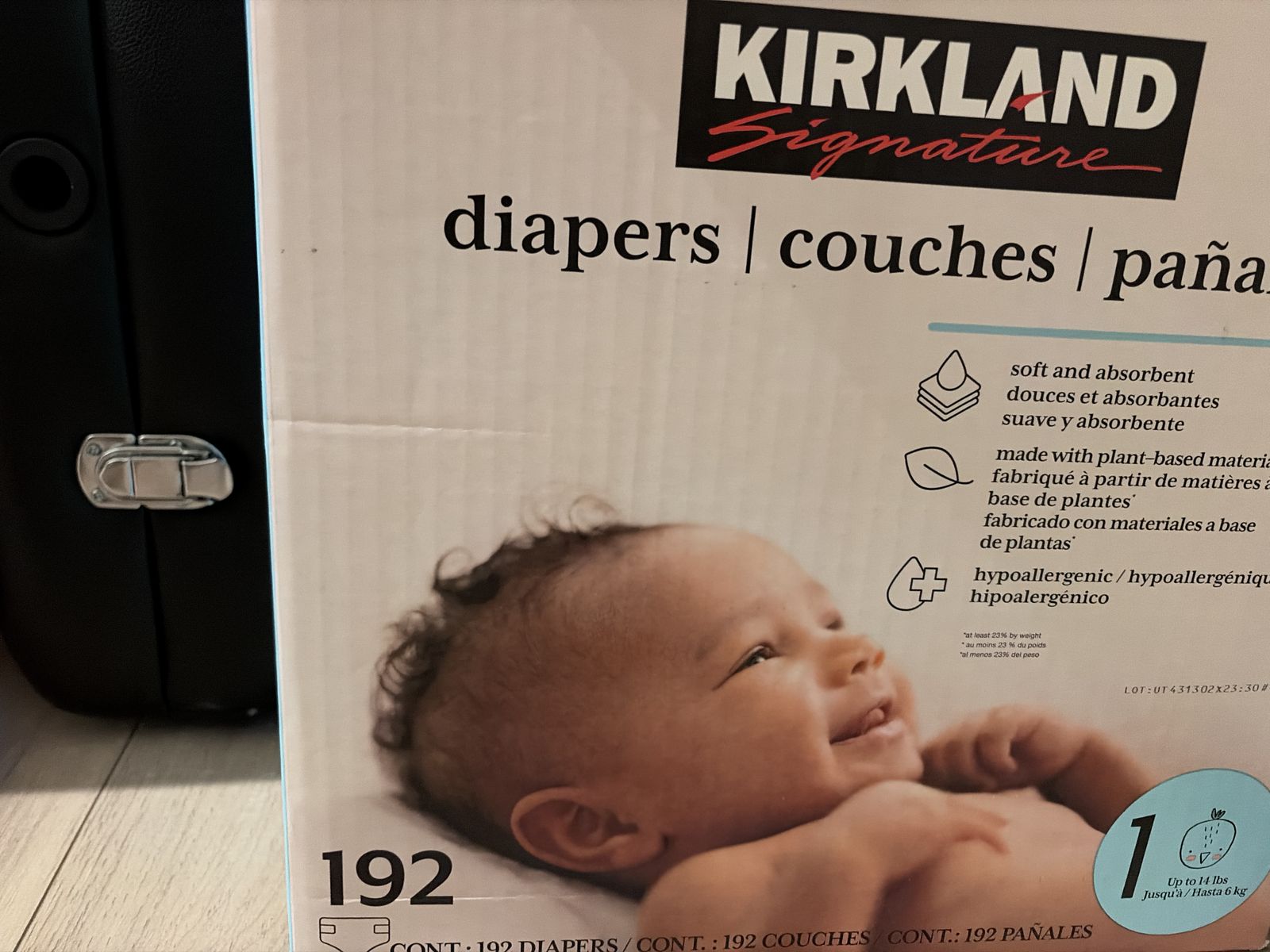 Box of diapers size 1