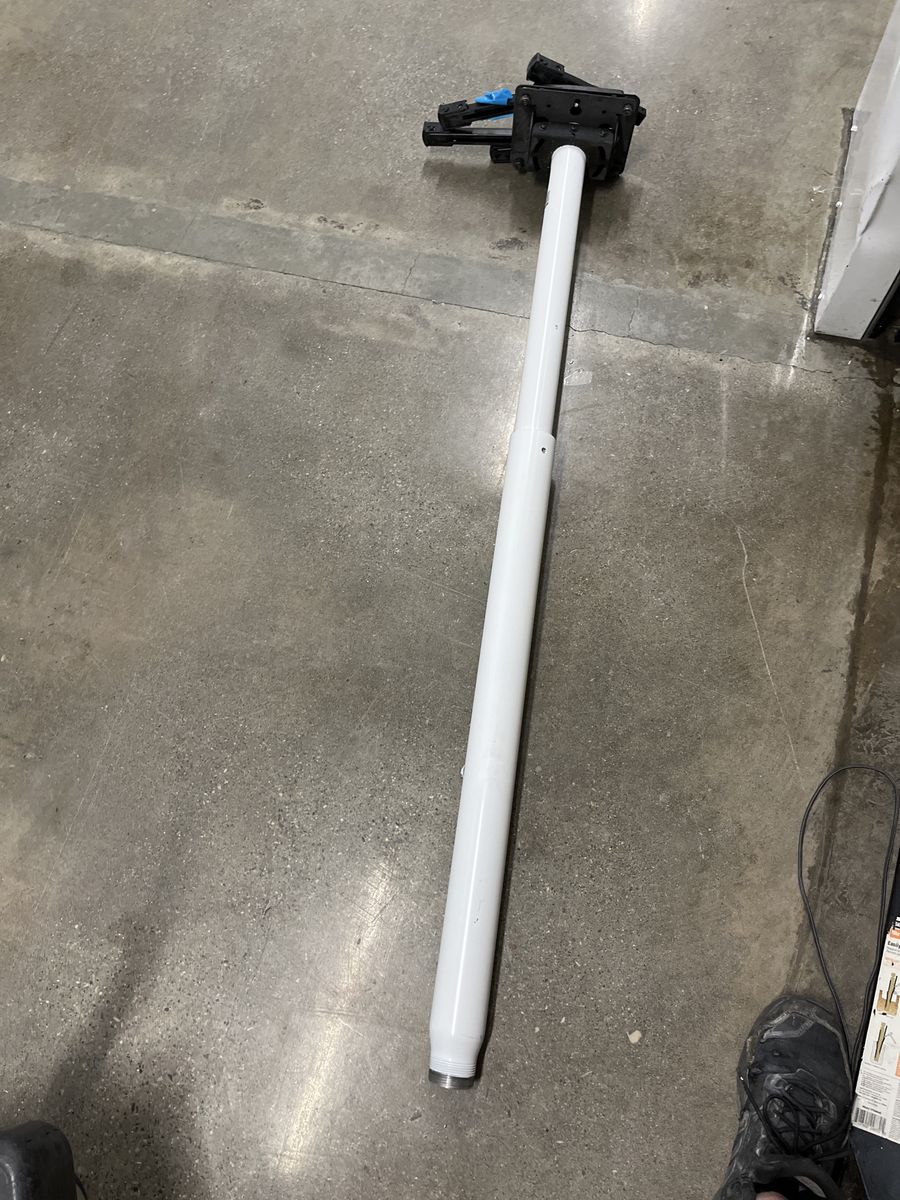 White Adjustable Extension Pole with Clamp and Handle