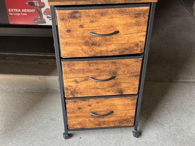 Industrial Style 3-Drawer Storage Cabinet - Wood & Metal with Casters