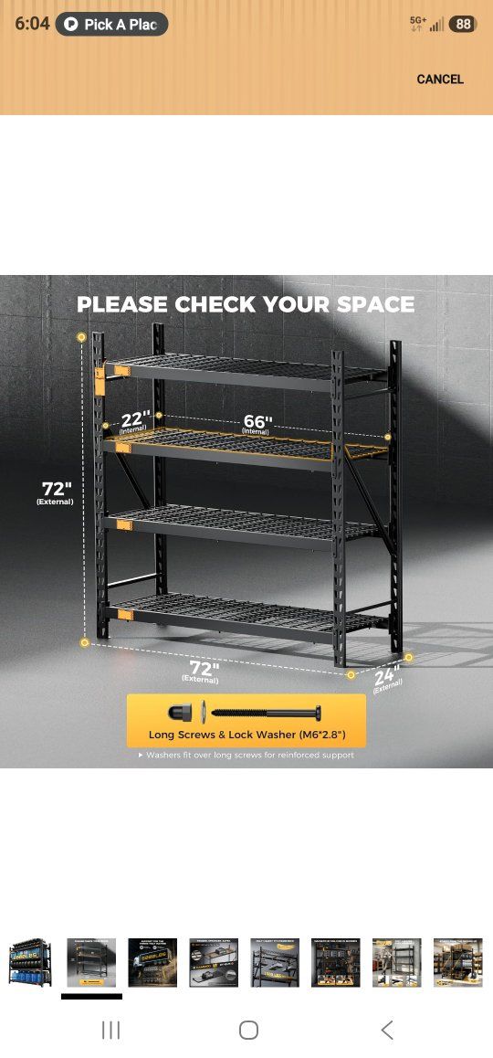 CAMMOO 4-Tier Heavy Duty Industrial Steel Wire Deck Shelf 72"W x 24"D x 72"H, 6000lbs Capacity