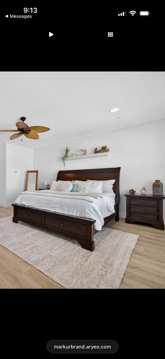 KING Sleigh Storage Bedroom Set – Bed + 2 Matching Nightstands