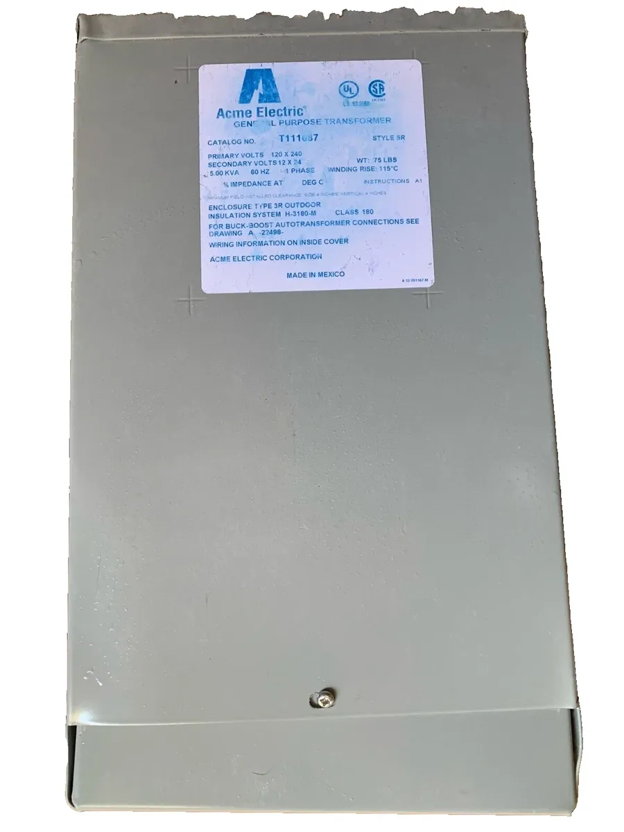 Acme Electric T111687 Transformer 120/240V 5 KVA 60 hz 2nd V12x24
