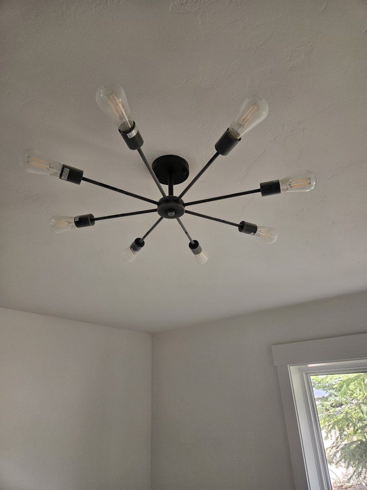 Modern Sputnik Chandelier Ceiling Light Fixture Black, 8-Light Industrial Flush Mount
