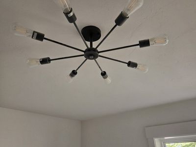 Modern Sputnik Chandelier Ceiling Light Fixture Black, 8-Light Industrial Flush Mount