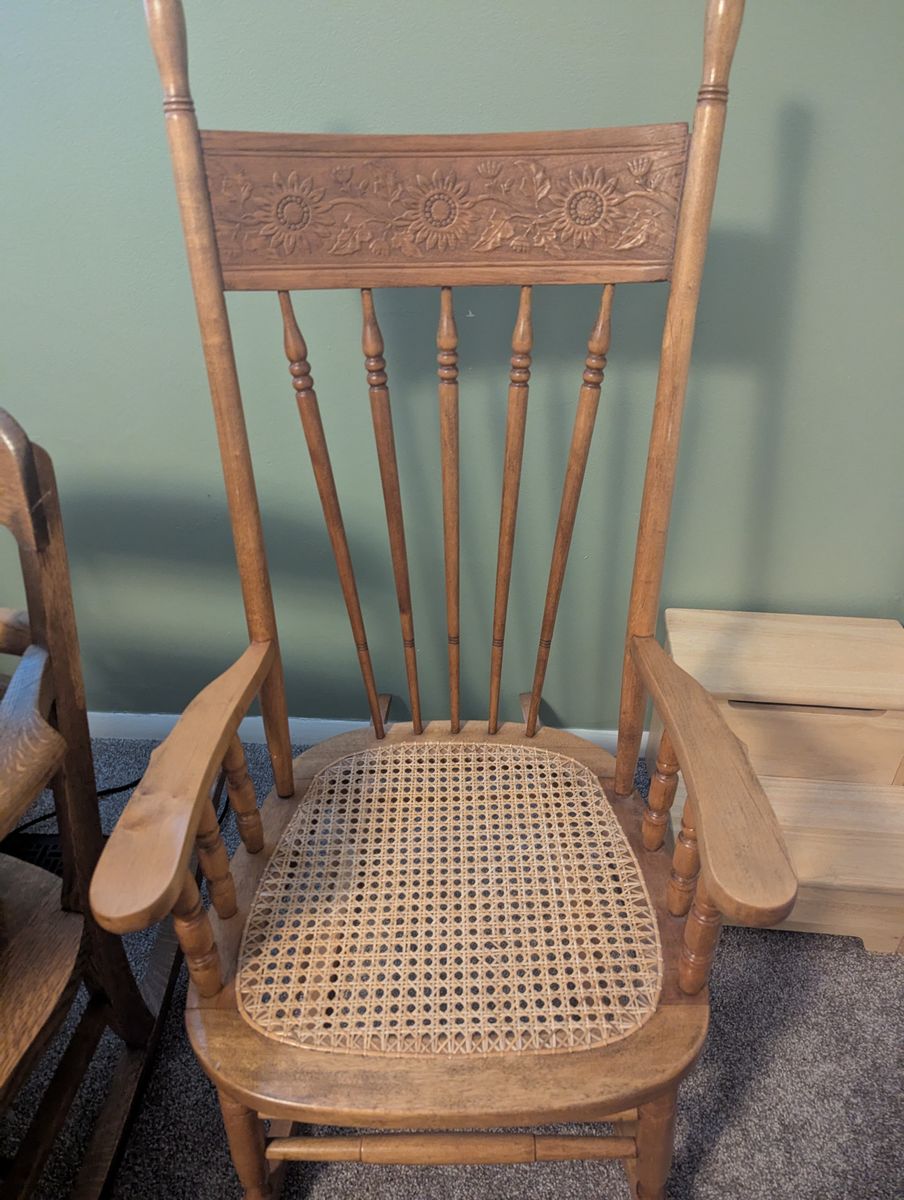 Antique wicker seat rocking chair