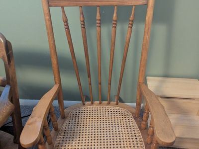Antique wicker seat rocking chair