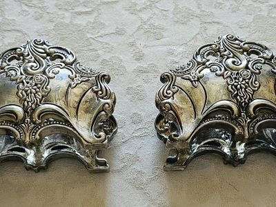 Vintage Ornate Silver Plate Napkin/Letter Holders - Set of 2, Baroque Style Dining Decor