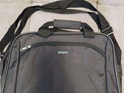 Protocol Black Laptop Messenger Bag Briefcase with Adjustable Strap and Top Handles