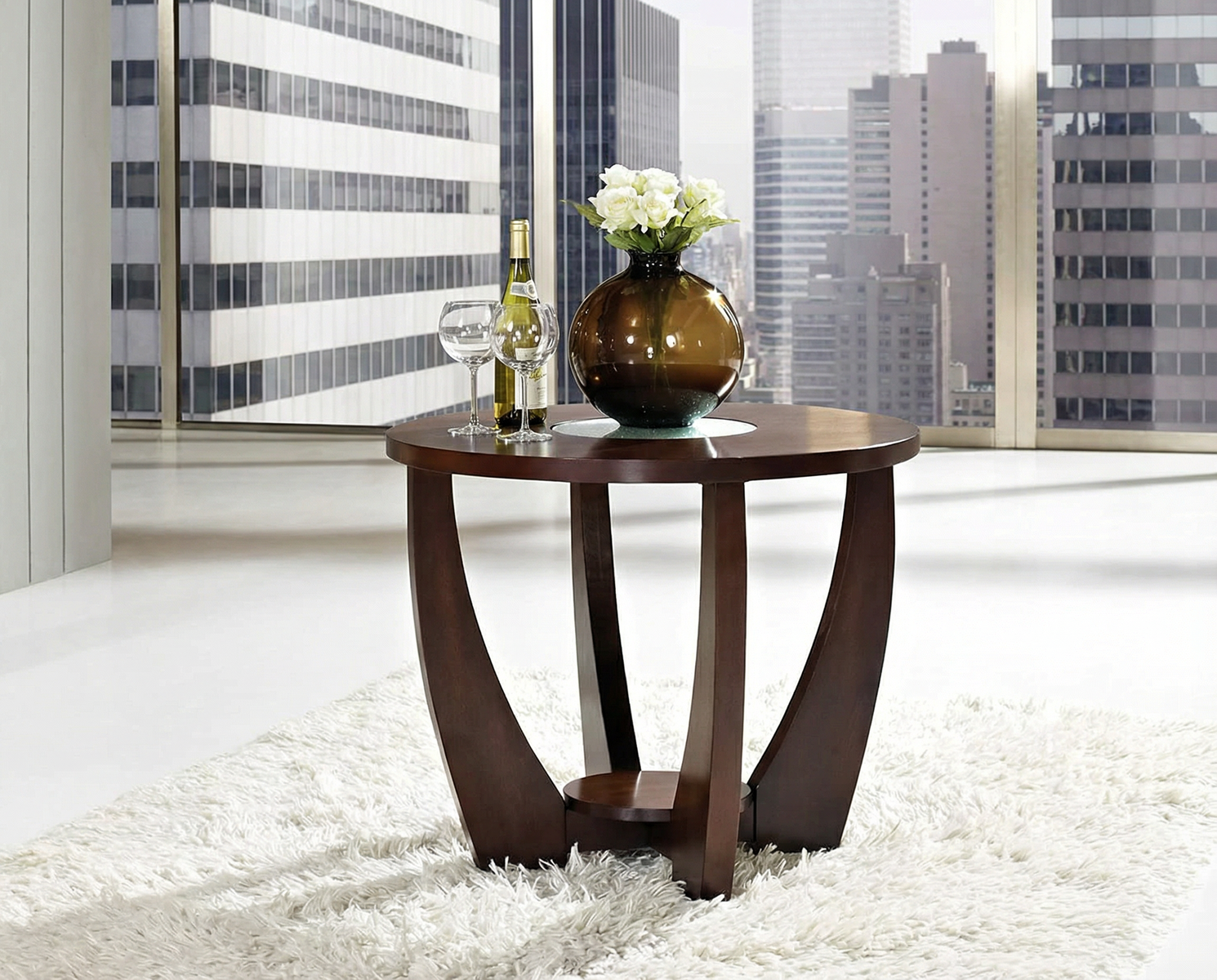 Steve Silver Rafael Merlot Cherry End Table with Cracked Glass Inserts. New In Box. Retails $150.