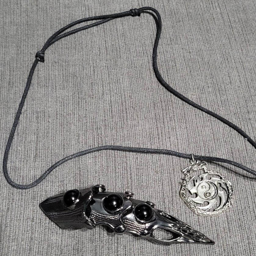 Dragon necklace and goth finger